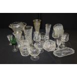 Selection of glassware, to include plates, jugs, vases, wine glasses etc.
