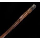20th Century walking stick, with white metal cap and natural grained shaft, 91cm long