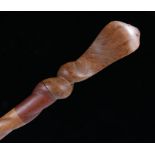 Indian carved walking stick carved as a cobra, 102cm long