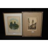 Edward W. Sharland (1884-1967), "Corn St and All Saints", signed etching, titled verso, Canterbury