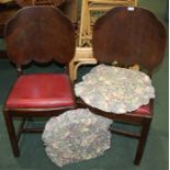 Pair of mid 20th Century dining chairs,with shaped backs, drop in seats, on rounded legs