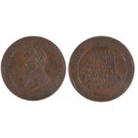 Canadian Token, copper Halfpenny, obverse HISPANIAM ET LVSITANIAM RESTITVIT WELLINGTON, with the