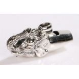 Silver whistle in the form of an elephants head