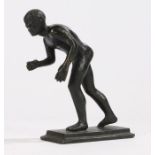 19th Century grand tour bronze depicting an athlete, on a rectangular plinth base, 11cm high