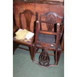 Pair of Victorian mahogany dining chairs, with humped cresting rails and pierced splat backs, on