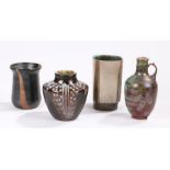 Four art pottery vases, to include a West German example with mottled decoration (4)
