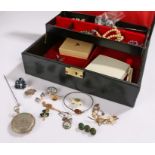 Costume jewellery, to include scarab beetle brooch, necklaces, hatpins, silver necklace and