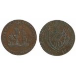 British Token, copper Halfpenny, 1792, LIVERPOOL HALFPENNY with a sailing ship, reverse DEUS NOBIS