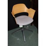 Lightwood and chrome desk chair, with grey fabric seat