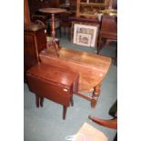 Mahogany occasional table, together with a drop leaf table and a small drop leaf table, (3)