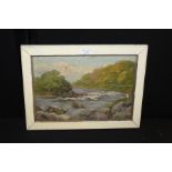 J T Dalladay (20th Century) Upland River oil on canvas signed & dated ’26 l.r. cream painted frame