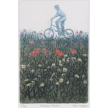 Jane Morgan, "Summer Bicycle", signed limited edition etching and aquatint numbered 102/125,