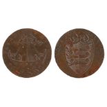 British Token, copper Halfpenny, PAYABLE AY HYDE with a ship at sea, reverse CINQUE PORT HALFPENNY