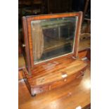 Victorian mahogany dressing table mirror, the rectangular plate raised on reeded supports above a