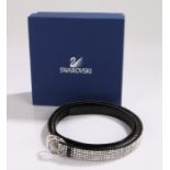 Swarovski black leather belt with crystal decoration, size small, 101cm long, housed in original