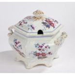 John & William Ridgway pottery soup tureen, decorated in Japan flowers with scroll handles and paw
