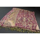 Wool Shawl, the purple ground with paisley decoration, 220cm x 325cm