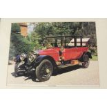 Framed photograph depicting a 1914 Rolls Royce, housed in an ebonised glazed frame, the photograph