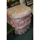 Pair of floral upholstered demi-lune footstools (2)