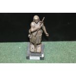 Joan of Arc, a metal figure in standing position holding a sword, 17cm high