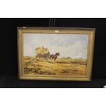 I Goodchild (20th Century) Harvest wagon oil on canvas signed framed 75cm x 50cm
