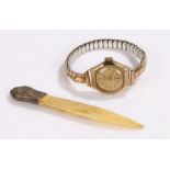 Emka Watch ladies 9 carat gold wristwatch, the signed dial with Arabic markers and subsidiary