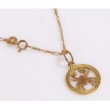 9 carat gold necklace with pierced Scorpio pendant, 2.2g