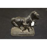 Spelter figure, if a boy and his horse on a plinth base