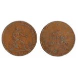 British Token, copper Penny, 1811, SUCCESS TO THE LOWESTOFT, reverse PAYABLE AT I. CHASTON'S