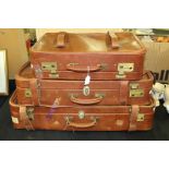 Collection of three 20th Century leather suitcases (3)