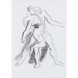 Nude couple dancing, unsigned print, housed in a glazed ebonised frame, the print 17cm x 24cm