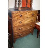 Georgian mahogany chest of two short and three long drawers, with blue painted top and sides, raised