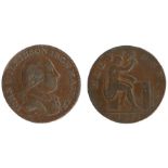 British Token, copper Halfpenny, 1791, obverse John Wilkinson Iron Master, with the profile, reverse