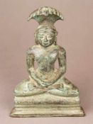 Jainistischer Tirthankara Parshvanatha - Indien, gelbe Bronze, grüne Patina, der 23. der 24