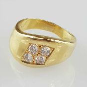Diamantring - Gelbgold 750/000, besetzt mit 4 Diamanten im Brillantschliff, jeweils ca.0,09-0,10ct.,