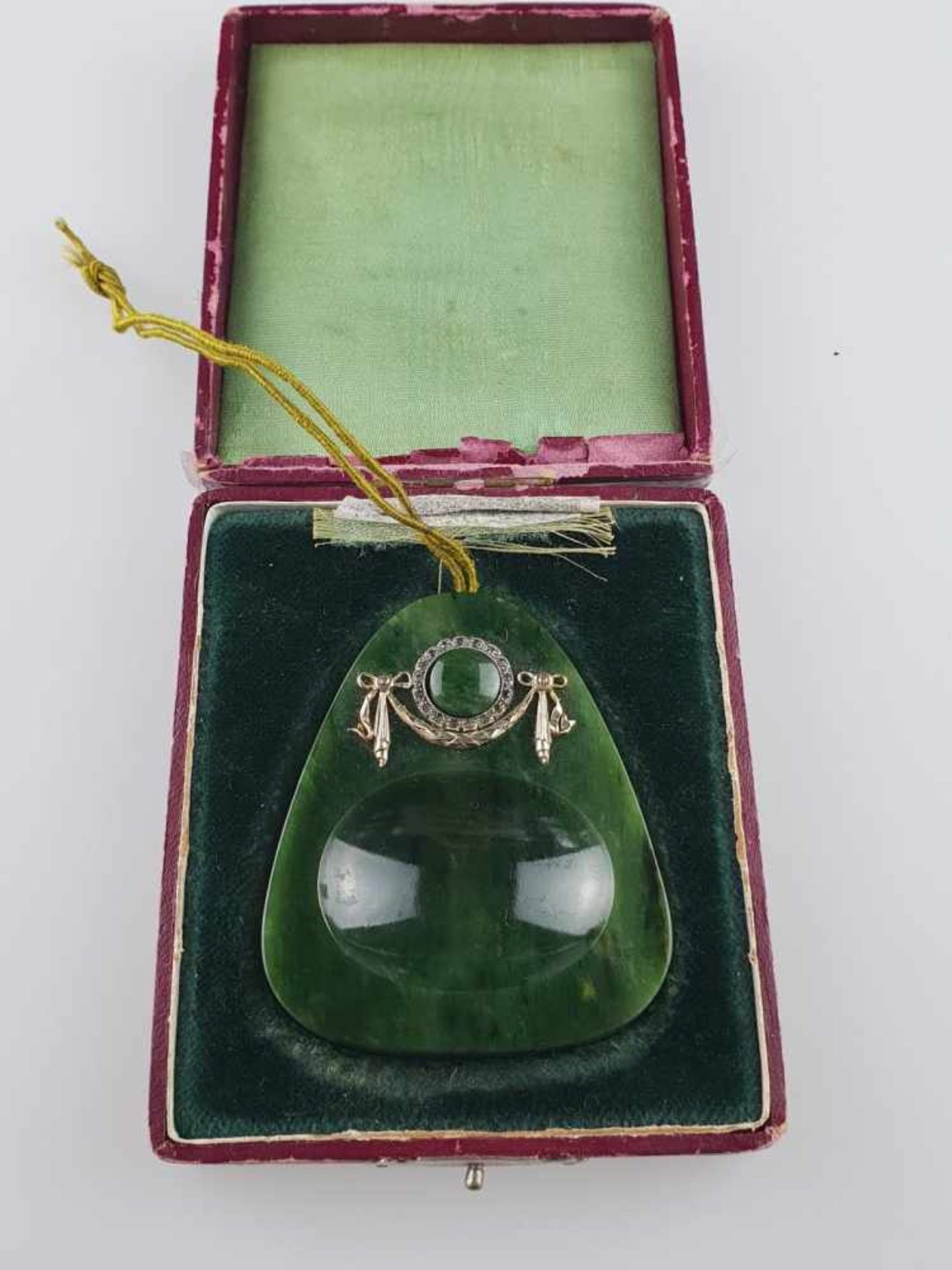 Prunkvolle Tischklingel im Fabergé-Stil - Russland, abgerundet rechteckige Form mit ovaler - Bild 6 aus 6