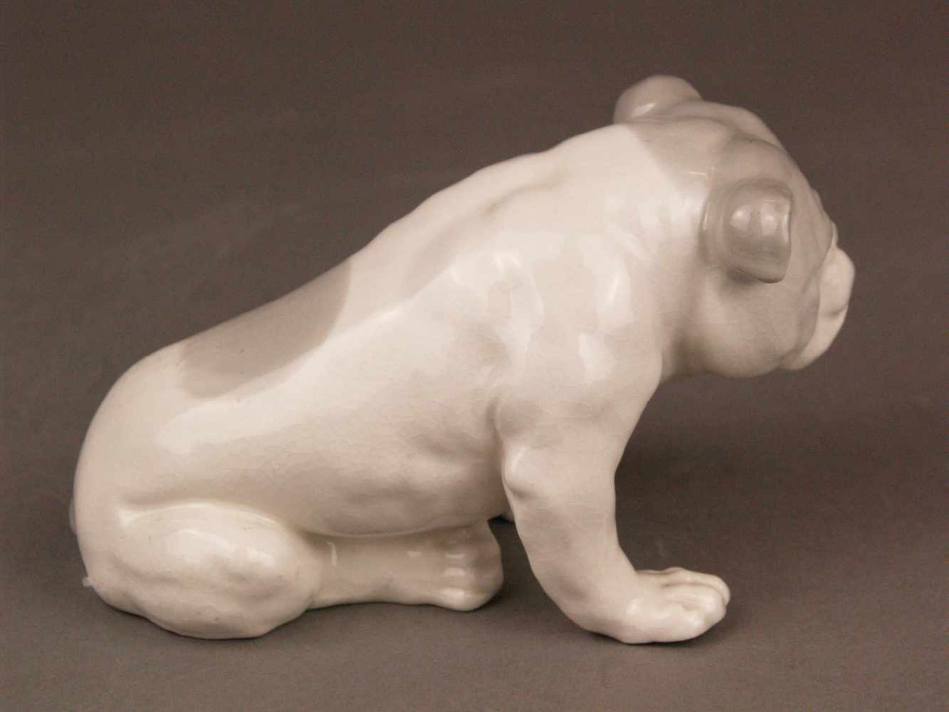 Porzellanfigur Bulldogge - wohl Gebrüder Heubach/Lichte um 1920, pastelltönige - Bild 5 aus 6