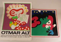 Alt,Otmar (*1940 in Wernigerode) -Konvolut 2-tlg:Ohne Titel, Farbserigraphie/Papier, unten rechts