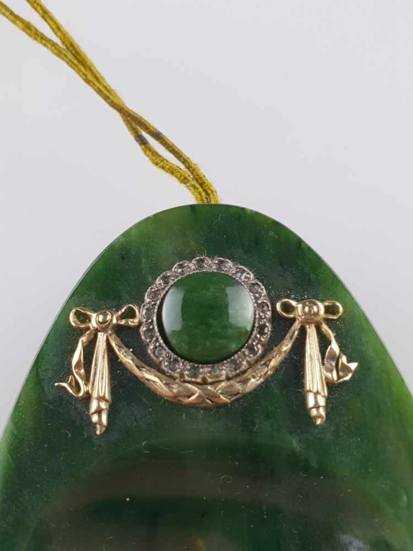 Prunkvolle Tischklingel im Fabergé-Stil - Russland, abgerundet rechteckige Form mit ovaler - Bild 3 aus 6