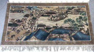 Wandteppich - China, Zhejiang, spezielle Anfertigung 1980er Jahre, Seide, überaus detailreiche