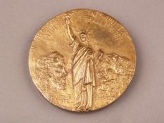 Bronzemedaille - Fondation Bartholdi-Eiffel 1986, vorderseitig reliefierte Freiheitsstatue sowie