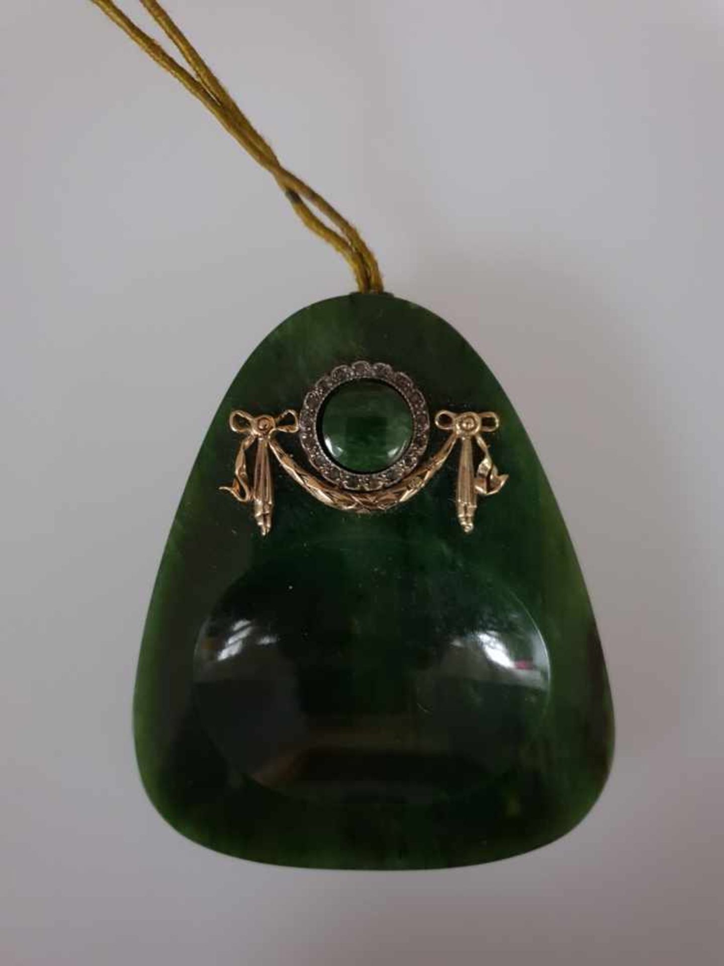 Prunkvolle Tischklingel im Fabergé-Stil - Russland, abgerundet rechteckige Form mit ovaler - Bild 2 aus 6