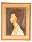 Mele - Portrait von Lunia Czechowska nach Amedeo Modigliani, Öl auf Leinwand, rechts unten