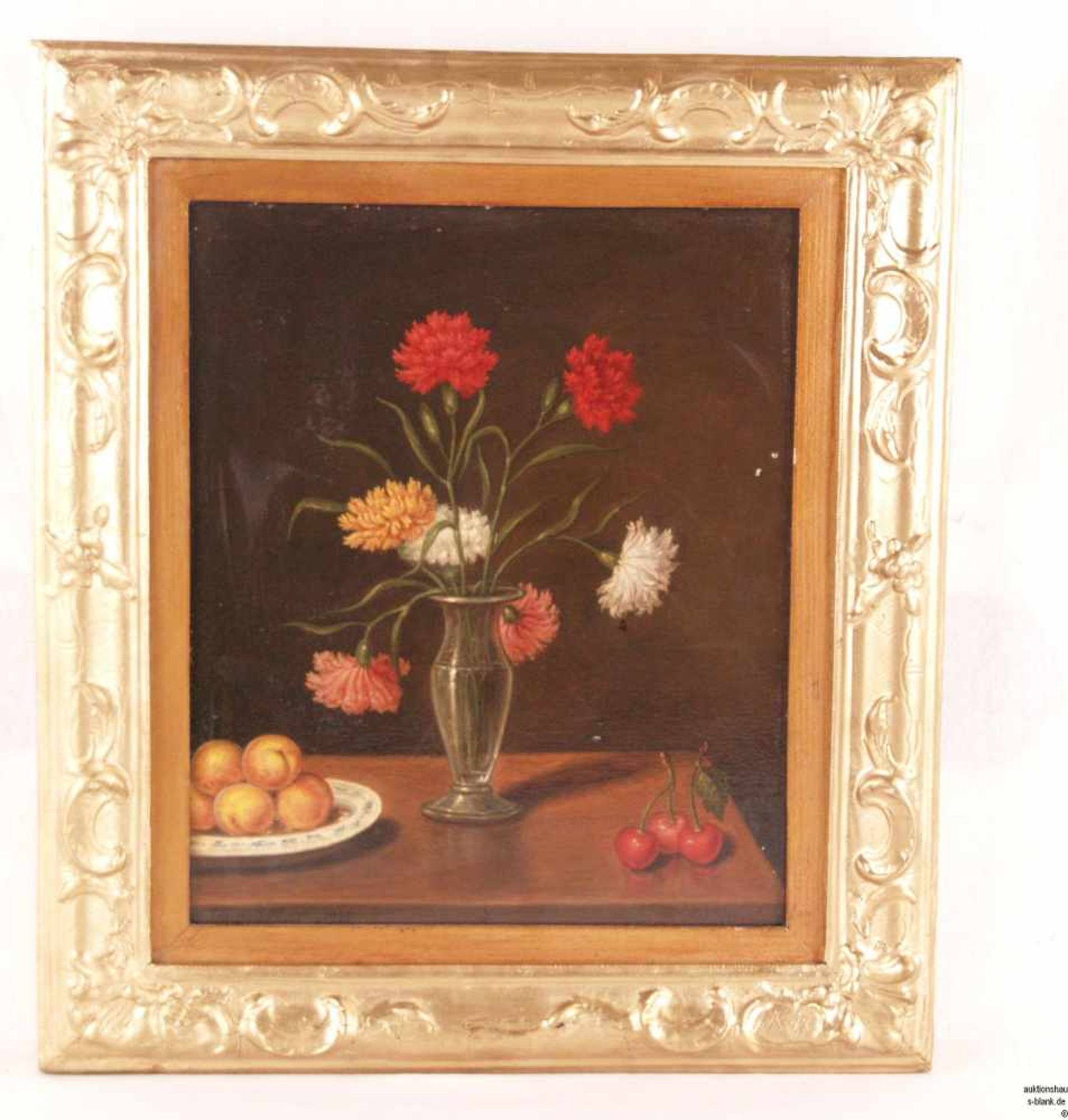 Bottinelli, Constantin (italienischer Maler des 19. Jahrhunderts) - Tischstillleben mit Nelken in