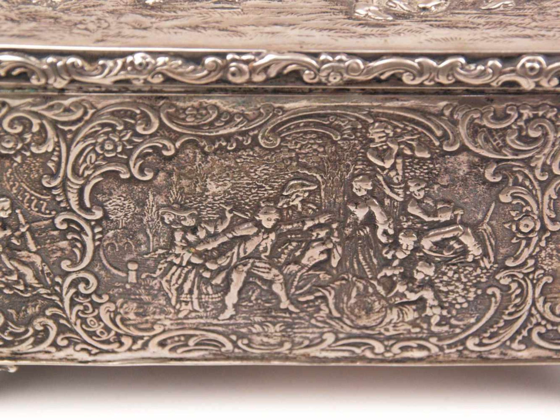 Deckelschatulle - 800er Silber,Hanau, Karl Söhnlein & Söhne, 1.Hälfte 20.Jh.,rechteckiger - Bild 3 aus 7