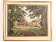 Eden-Sillenstede, Arthur (1899-Sillenstede-1977) - Sommerlicher Waldrand mit Dorfansicht, Öl auf