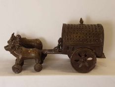 Tempelspielzeug /Ochsenkarren - Indien,19./20.Jh.,Bronzelegierung,Transp ortwagen mit