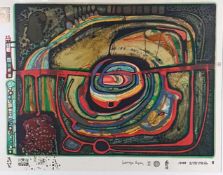 Hundertwasser, Friedensreich (1928 Wien - 2000) - "Die Fünfte Augenwaage", Farbserigrafie mit