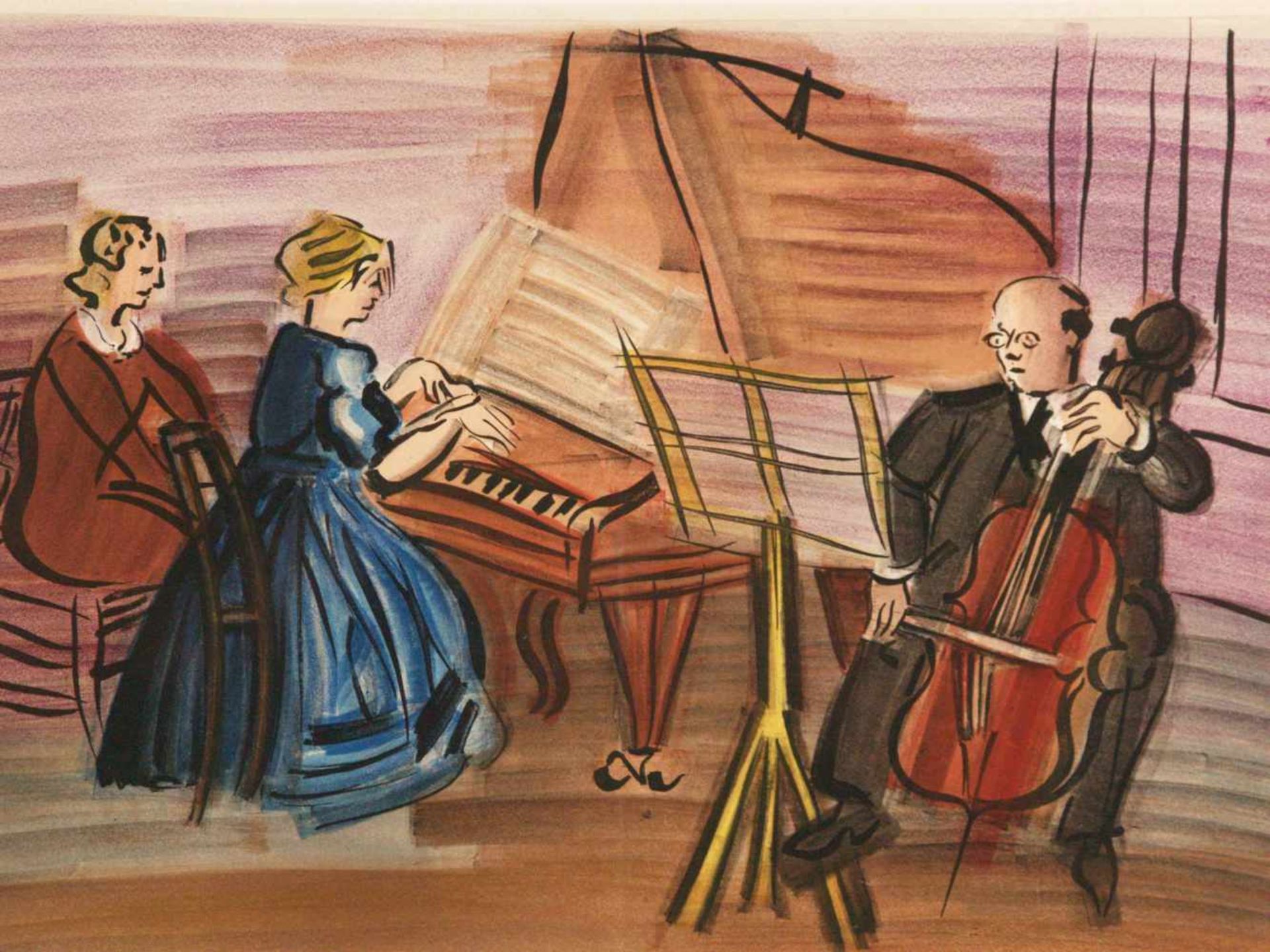 Dufy, Raoul (1877-1953) - "Concert des Anges", 1963, Farblithographie, Gesamtauflage: 298 Ex., - Bild 2 aus 4
