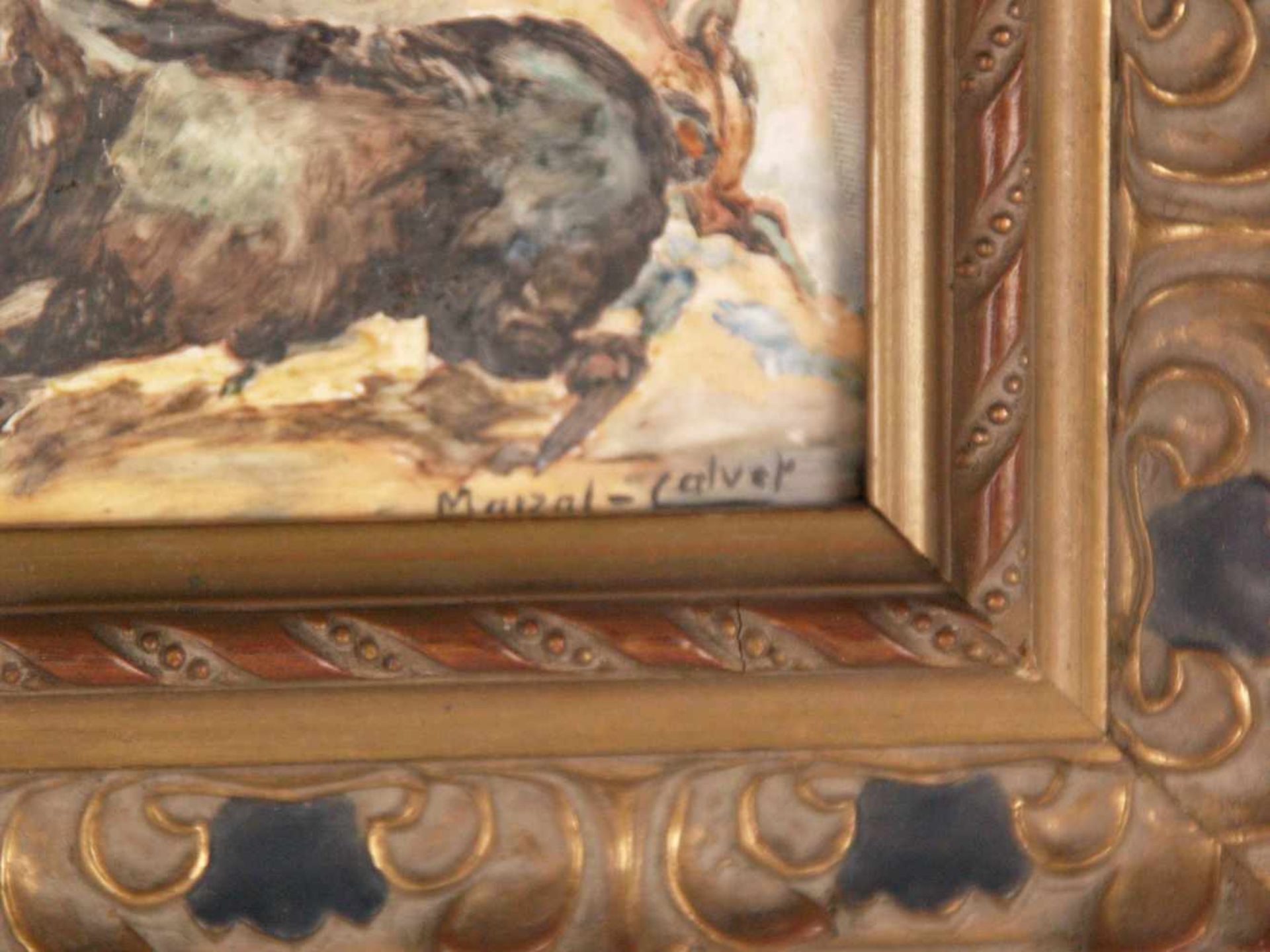 Keramikbild - Marzal-Calver/Spanien 20.Jh.,"Tauromachie", Malerei im impressionistischen Stil auf - Bild 3 aus 4